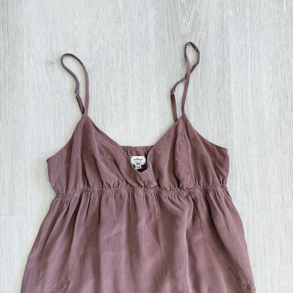 Wilfred Aritzia Camisole 100% Silk Lace Trim Top Mauve Pink XS Sleeveless GUC - Picture 5 of 15